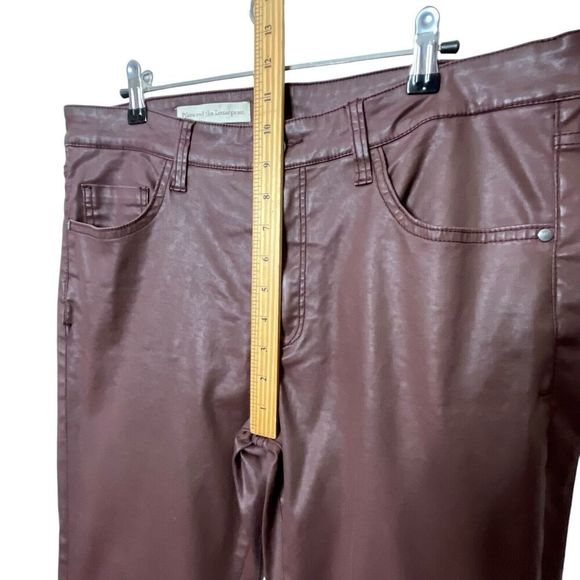 Anthropologie Pilcro Coated Skinny Pants Women’s Size 32 Burgundy Lace Hem - Picture 15 of 16